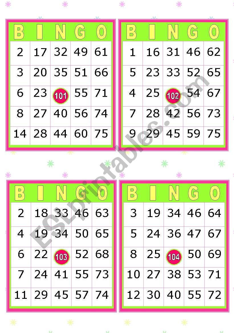 28 BINGO CARDS  (American  Bingo)