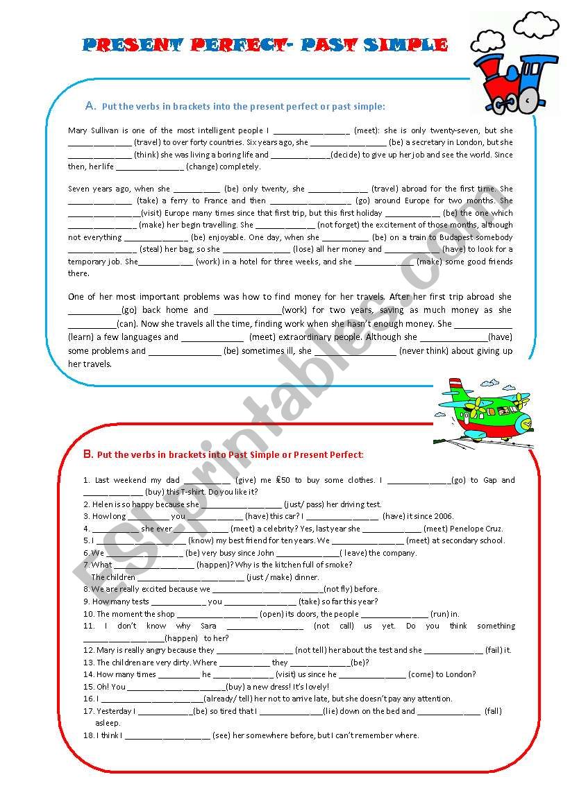 Present perfect- Past simple worksheet