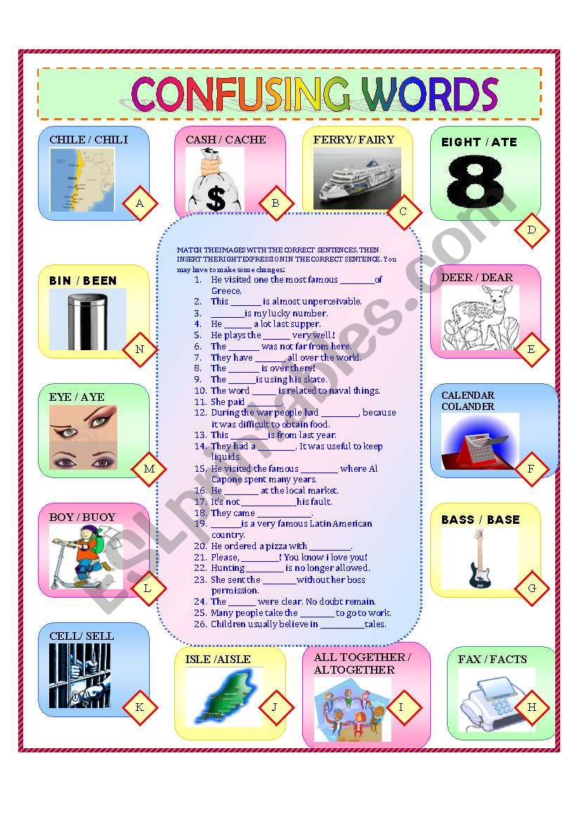 CONFUSING WORDS worksheet