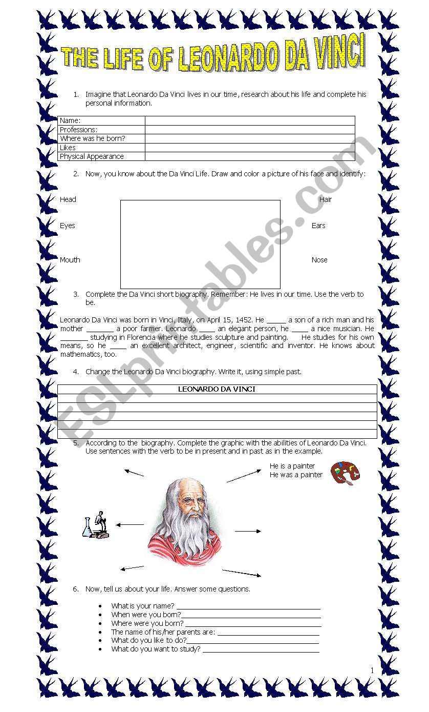 The Life of Leonardo Da Vinci worksheet