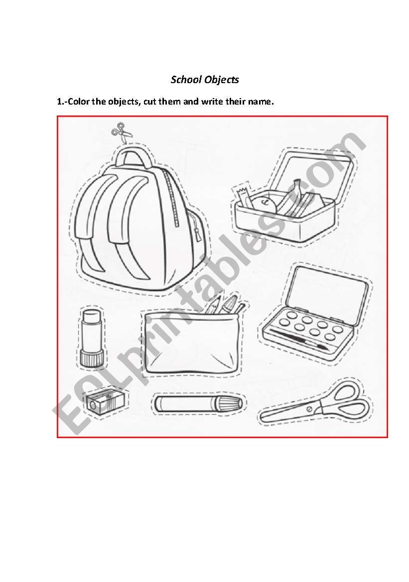 School Objects worksheet
