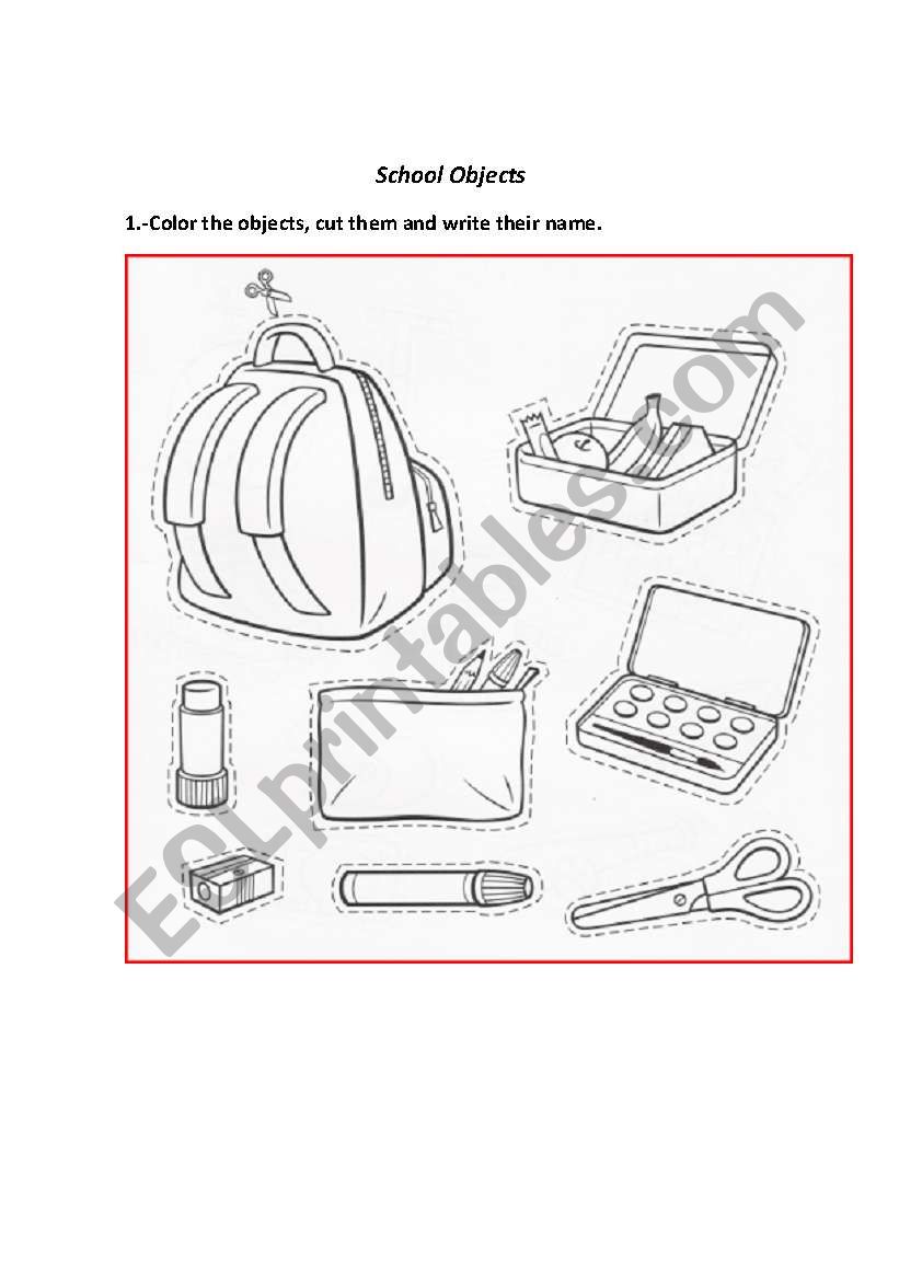 School Objects worksheet