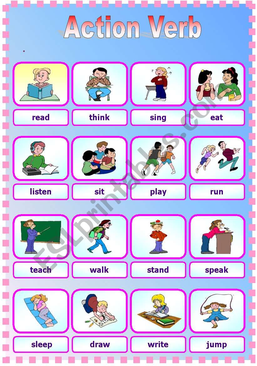 action verb worksheet