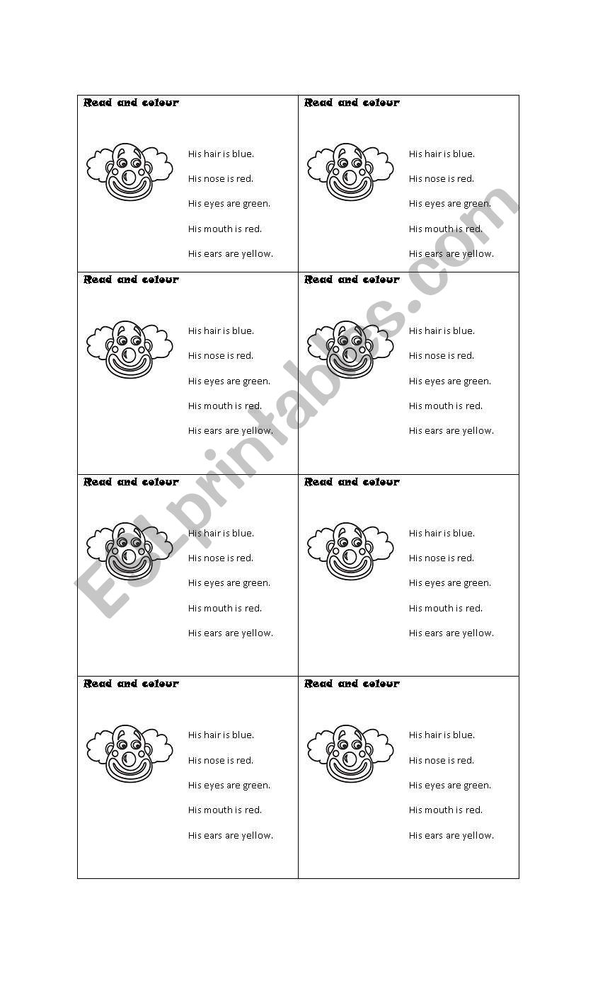 Read and colour worksheet