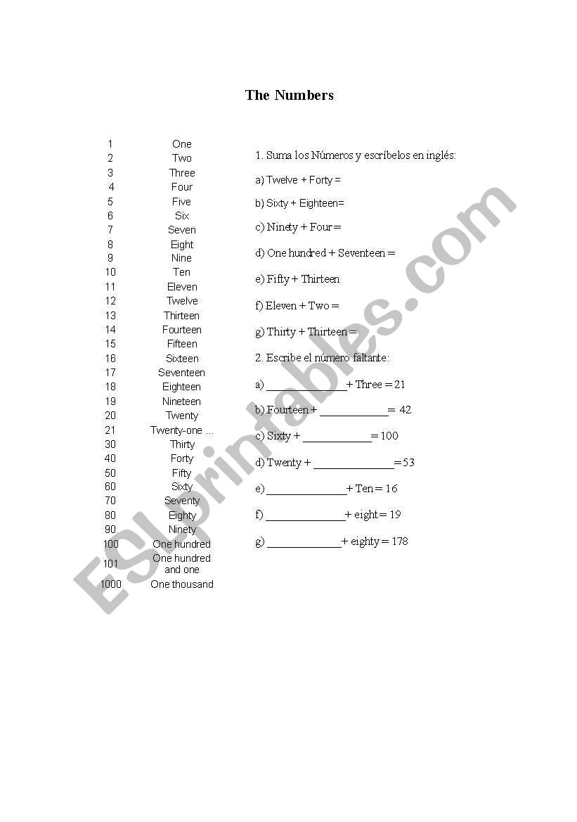 Number worksheet worksheet