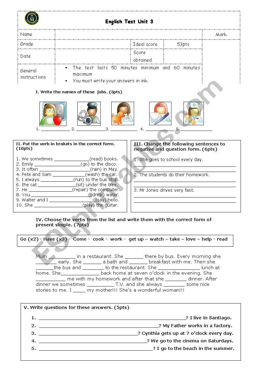 present simple worksheet worksheet