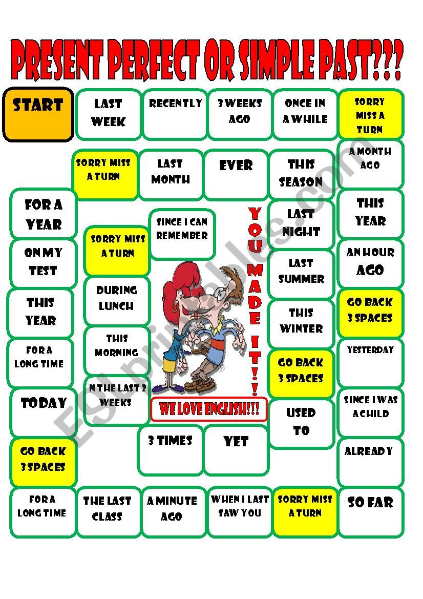 PRESENT PERFECT VS SIMPLE PAST BOARD GAME