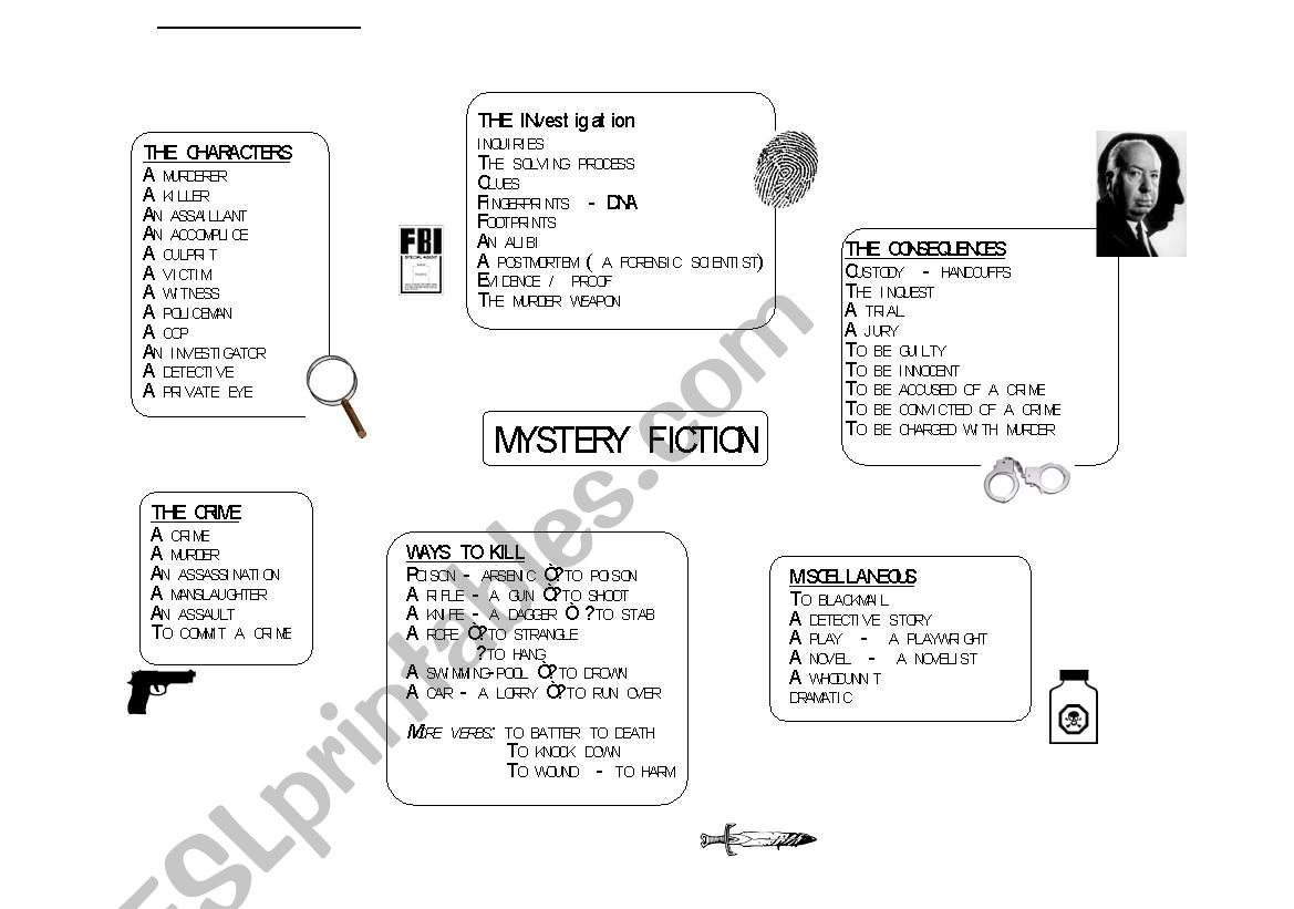 mystery fiction vocabulary worksheet