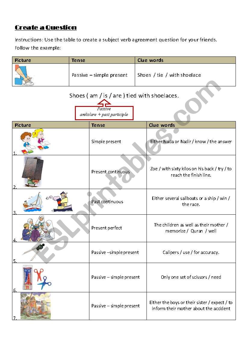 Create a question  worksheet