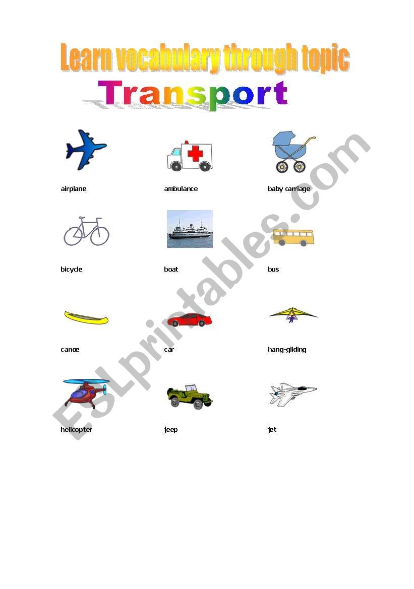 Learn vocabulary through topics (transport)