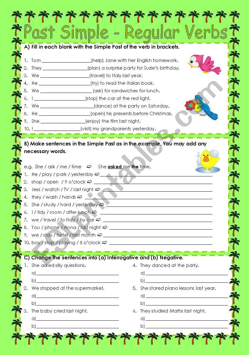 Past Simple - Regular verbs worksheet