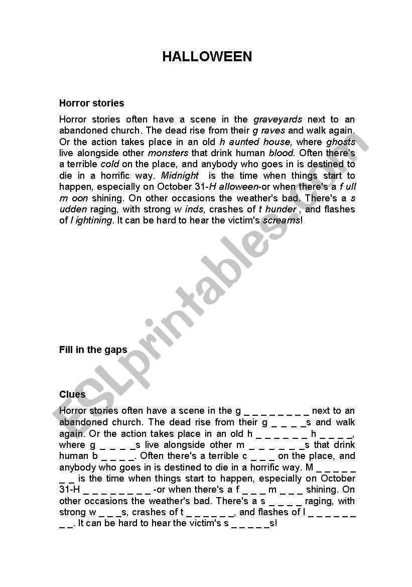 Halloween worksheet