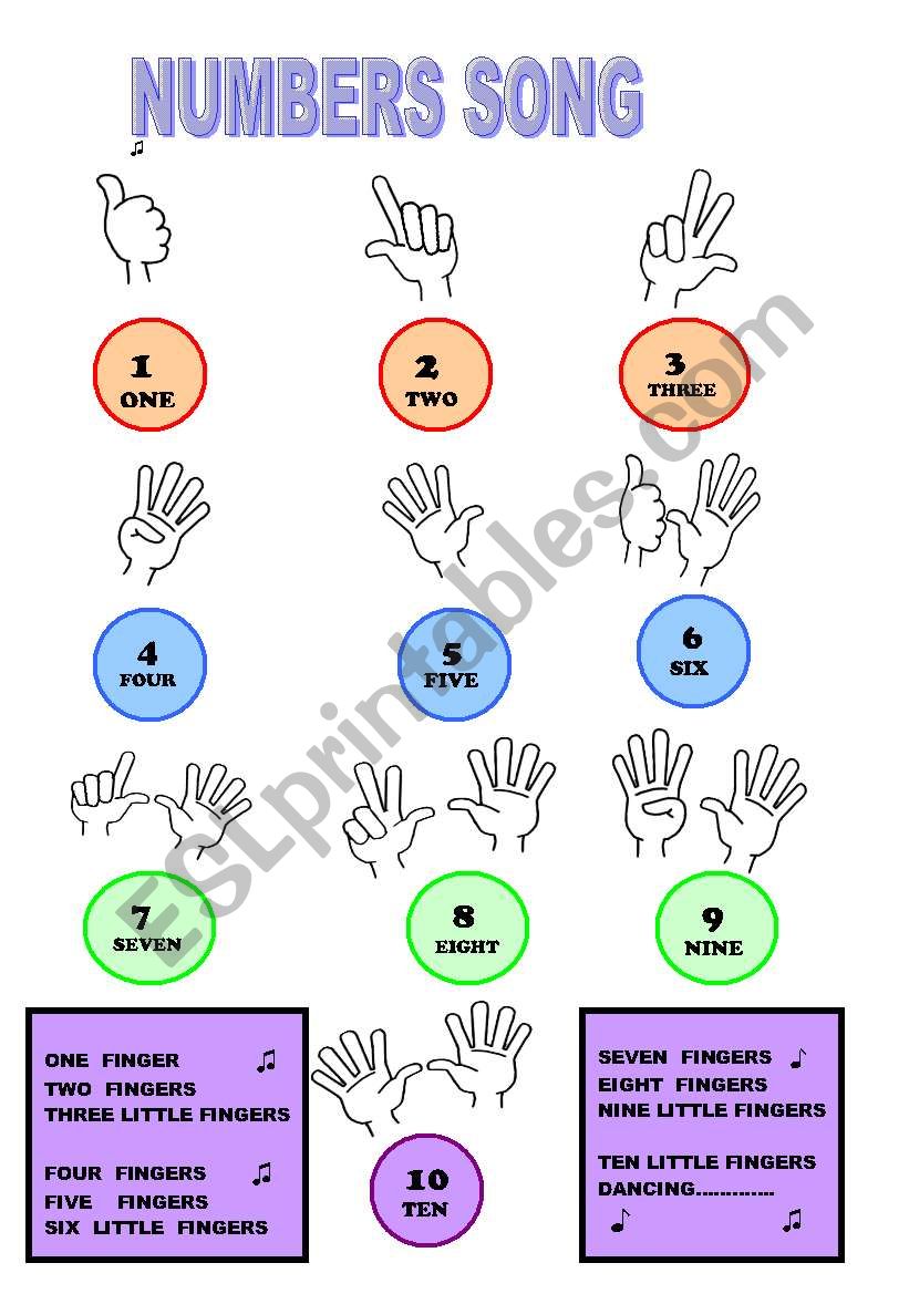 NUMBERS  SONG worksheet