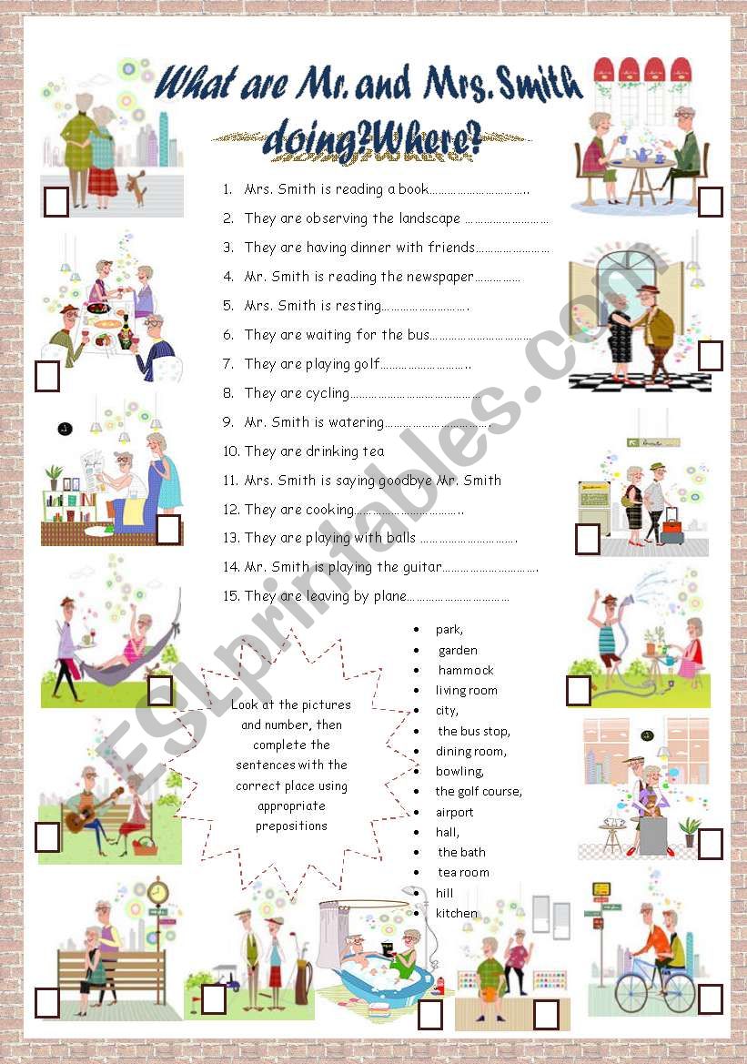 What are they doing?Where? worksheet