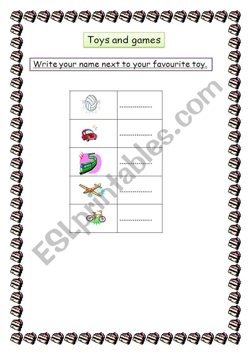 TOYA AND GAMES  worksheet