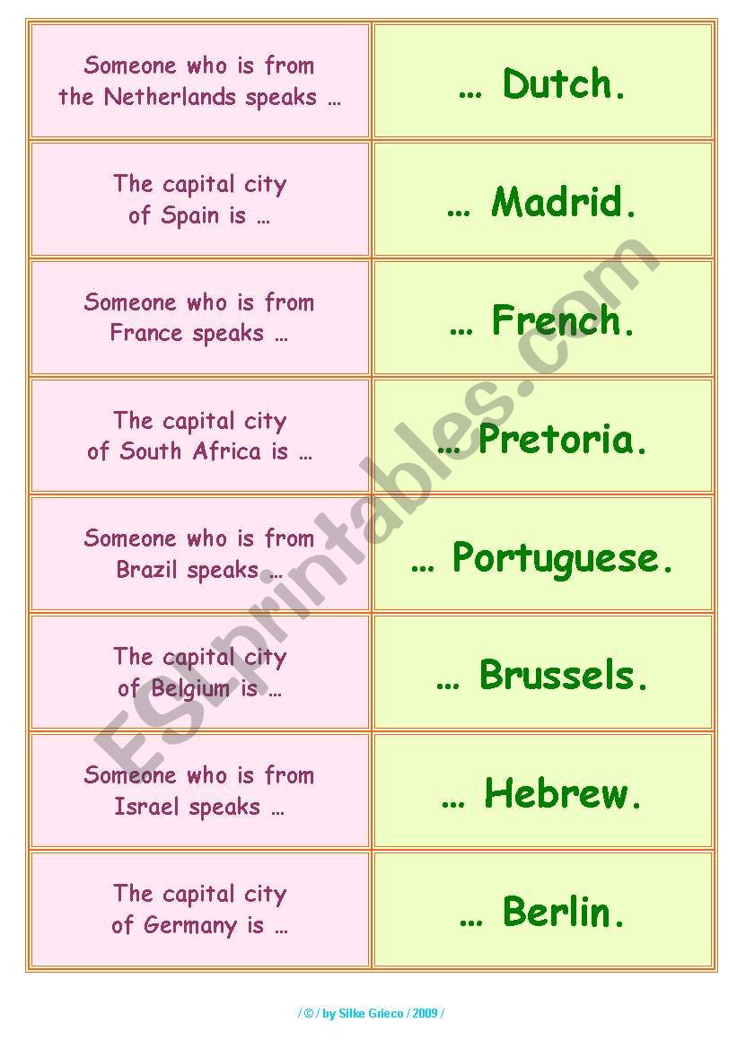 MIX & MATCH GAME  opposites, synonyms, animals, can - cant, countries, nationalities and capital cities  FULLY EDITABLE SPEAKING AND READING ACTIVITY