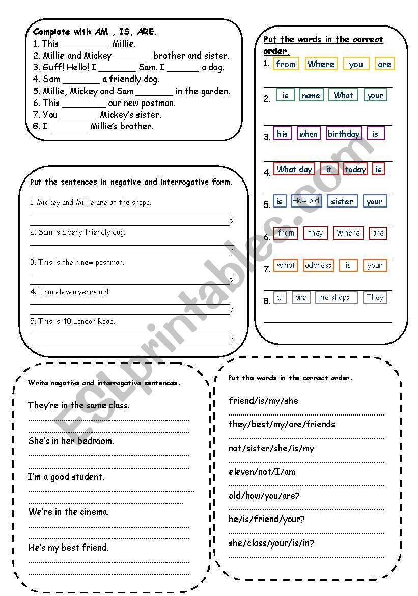 TO BE worksheet