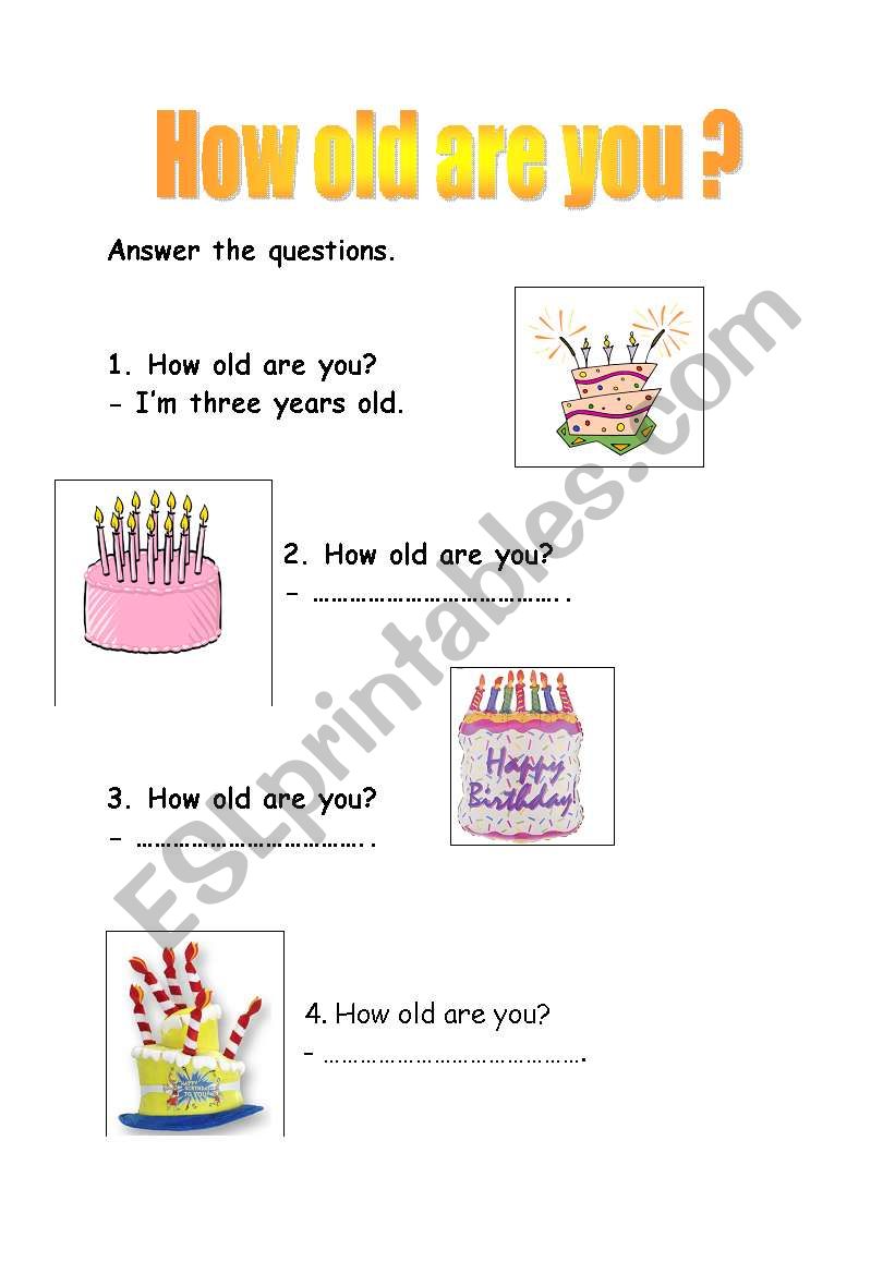 How old are you? worksheet