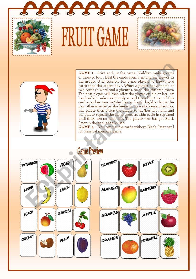 Fruit Games Two in One worksheet