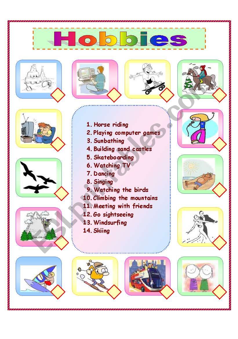 Hobbies worksheet