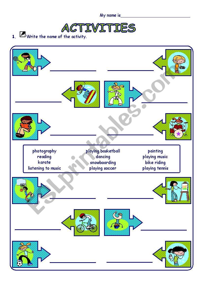 Activities (Sports & Hobbies) worksheet