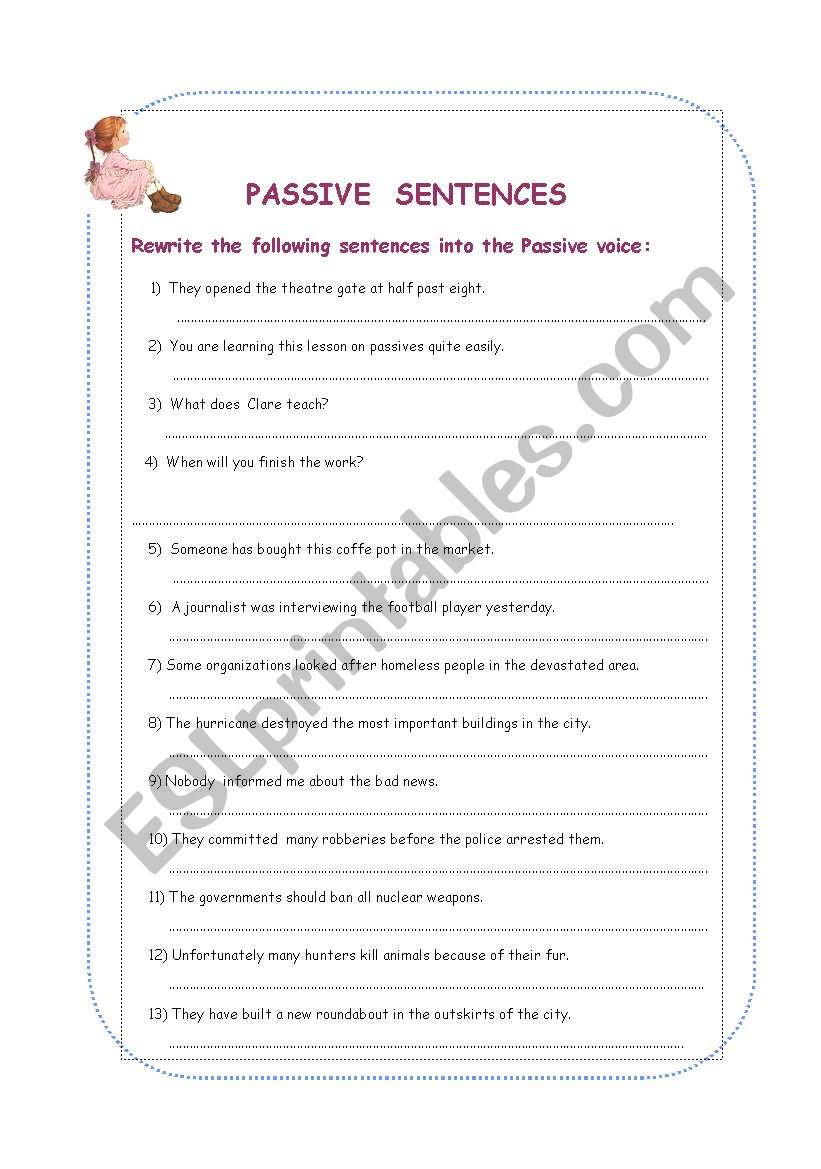 Passive sentences  worksheet