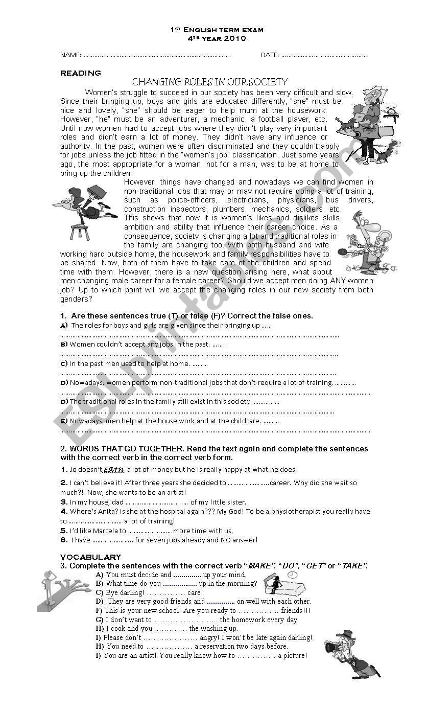 Pre-inter units 8 and 9 worksheet