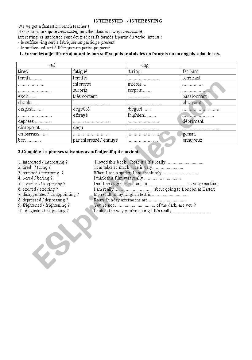 ed ing  worksheet