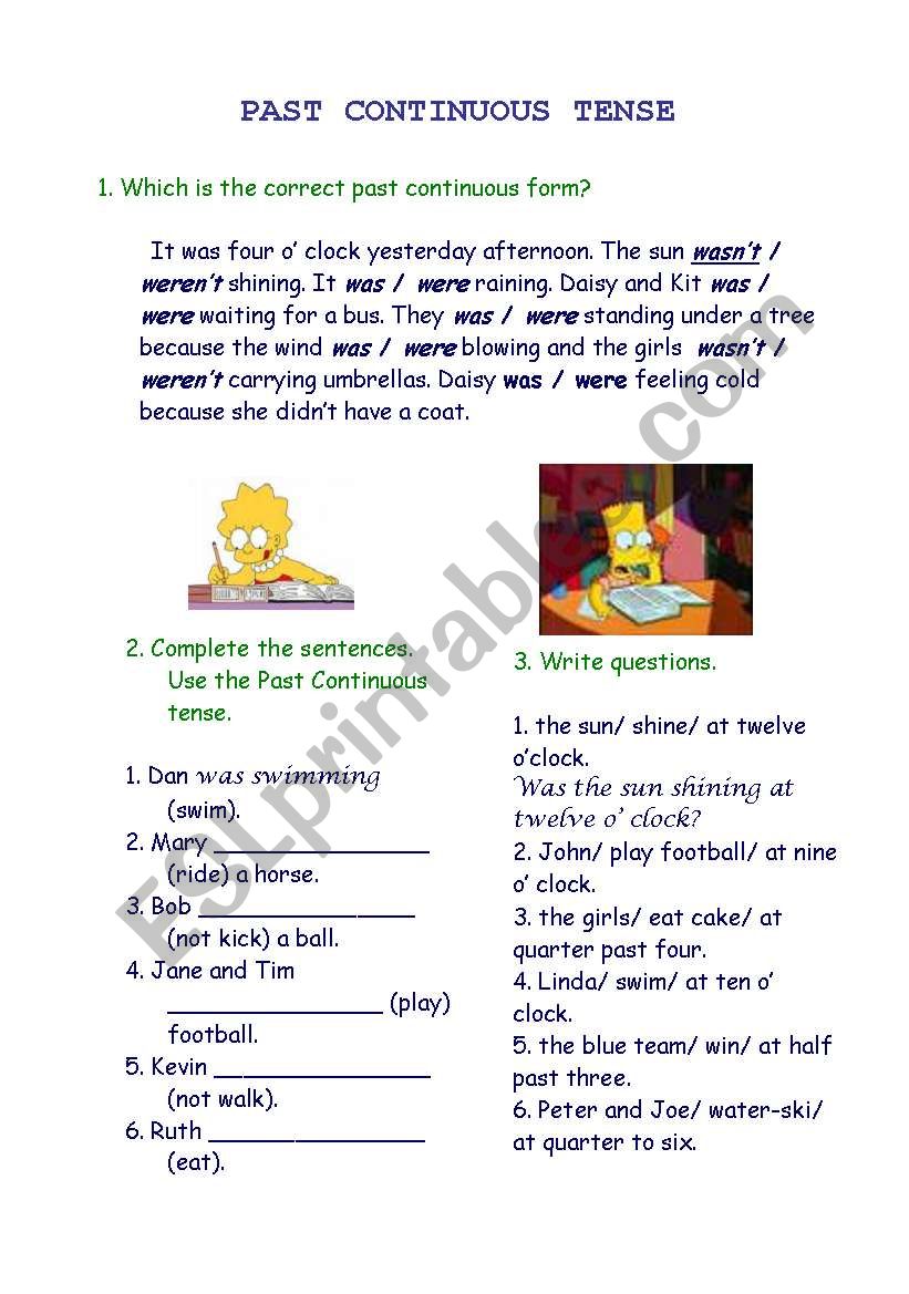 Simple Past Tense And Past Continuous Tense Worksheet Pdf