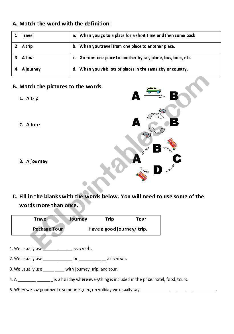 Travel  worksheet