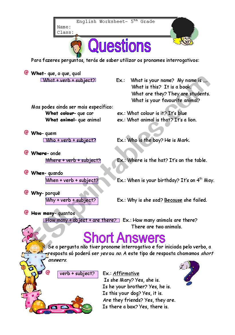 Wh- questions worksheet