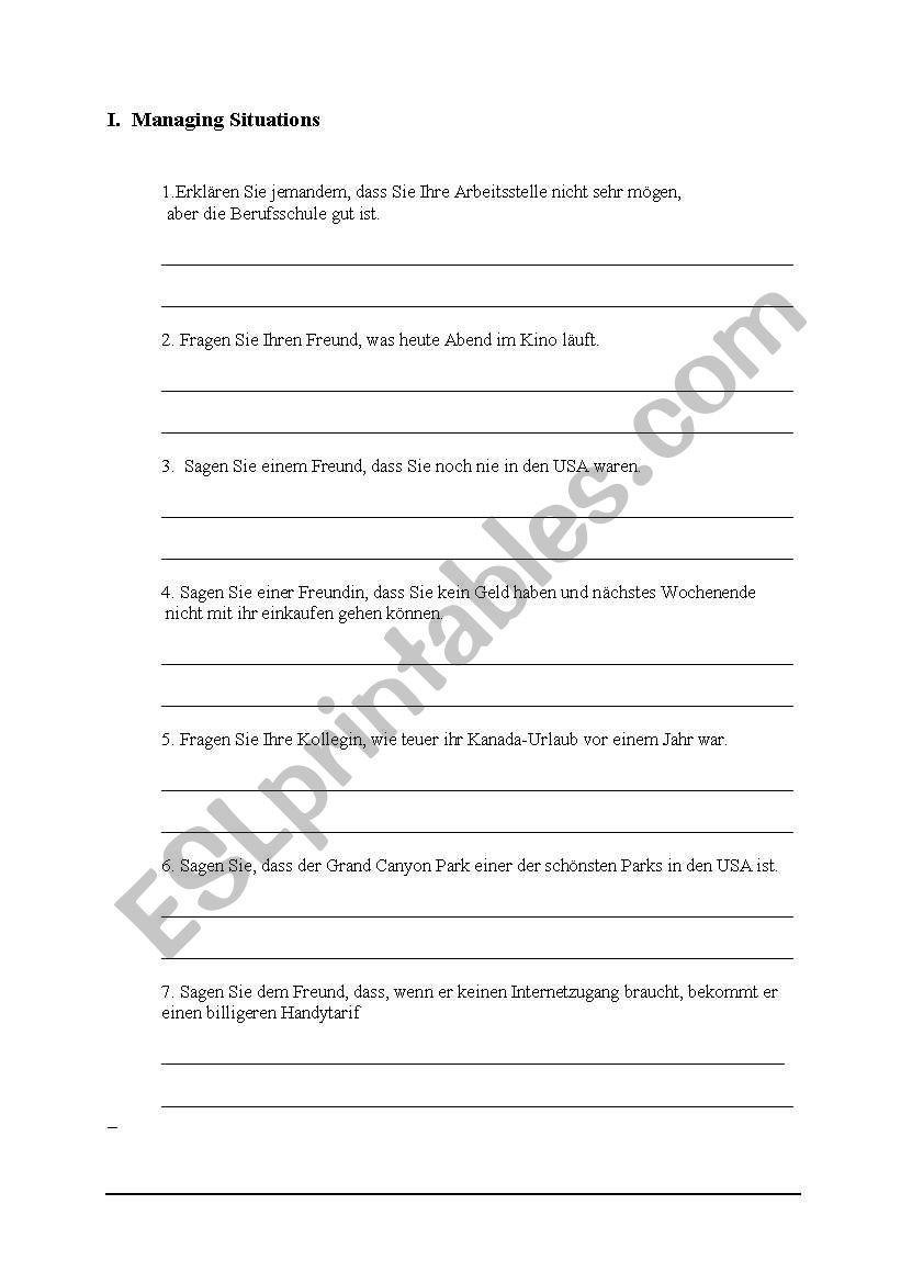 managing situations and suggestions