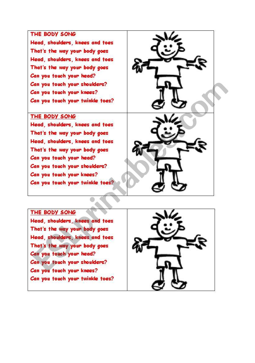 body song liyric worksheet