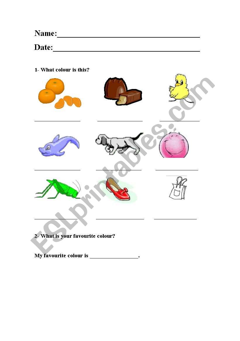 Colours worksheet