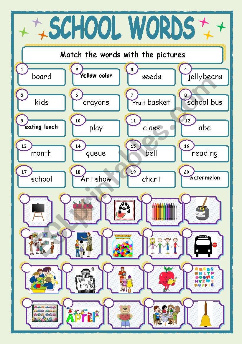 SCHOOL WORDS worksheet