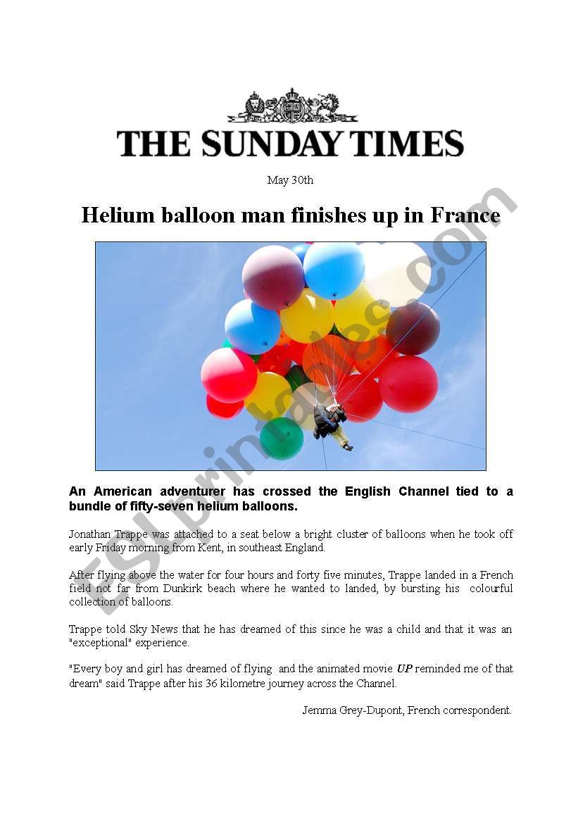 The British Press: Balloon man a newspaper article 4