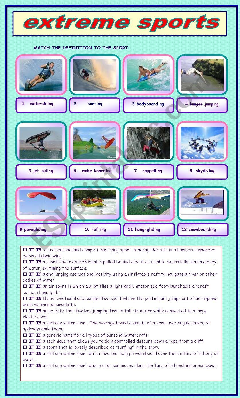 EXTREME SPORTS worksheet