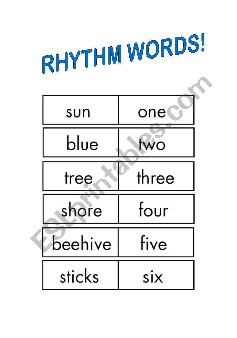 Rhythm words! worksheet