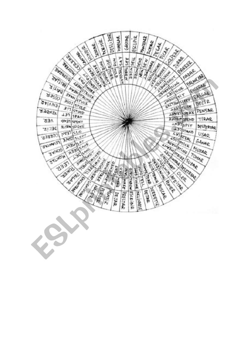 irregular verbs wheel worksheet