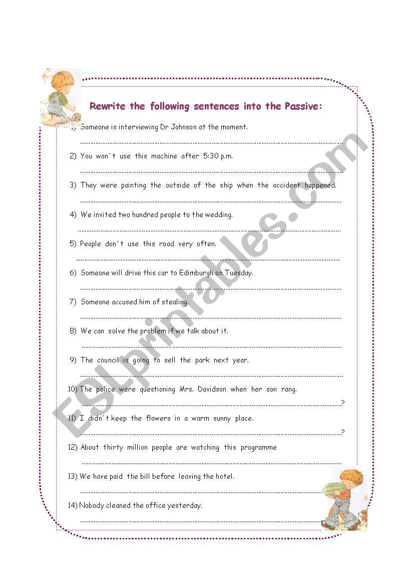 Passive (2nd part) worksheet