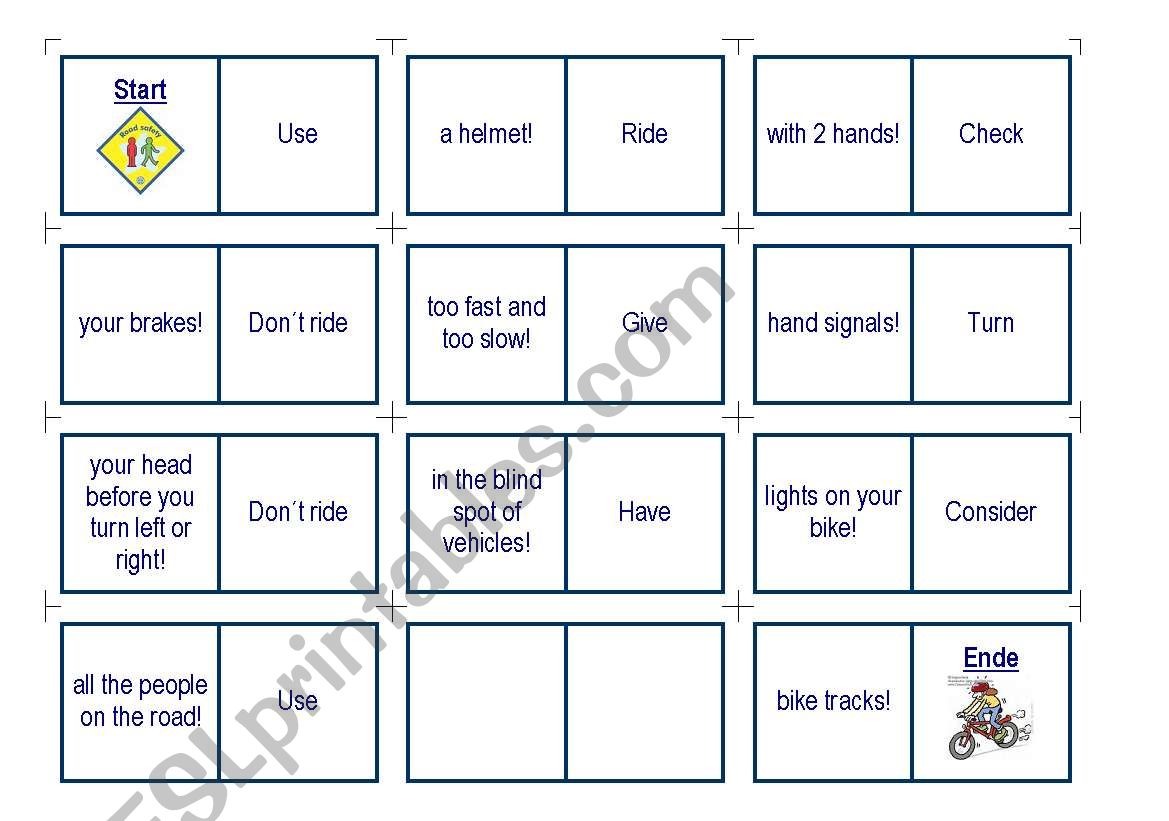 Road Safety Domino worksheet