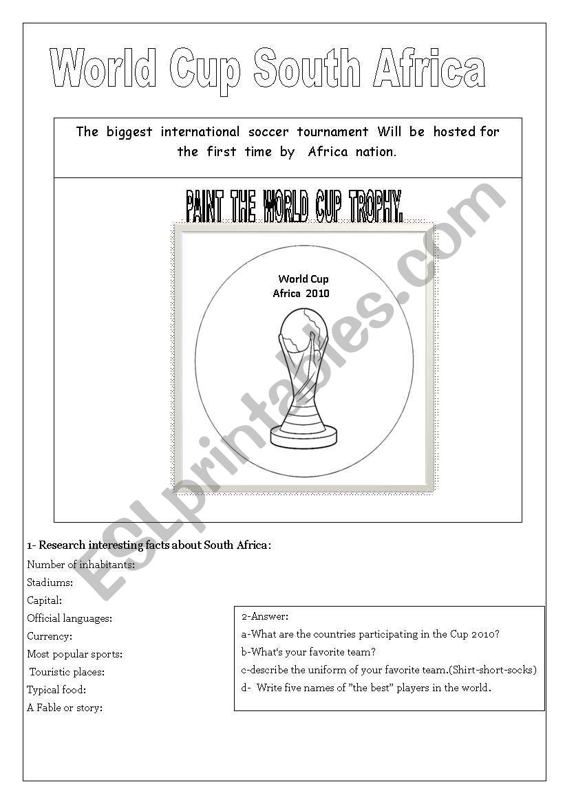 World Cup - Africa2010 worksheet