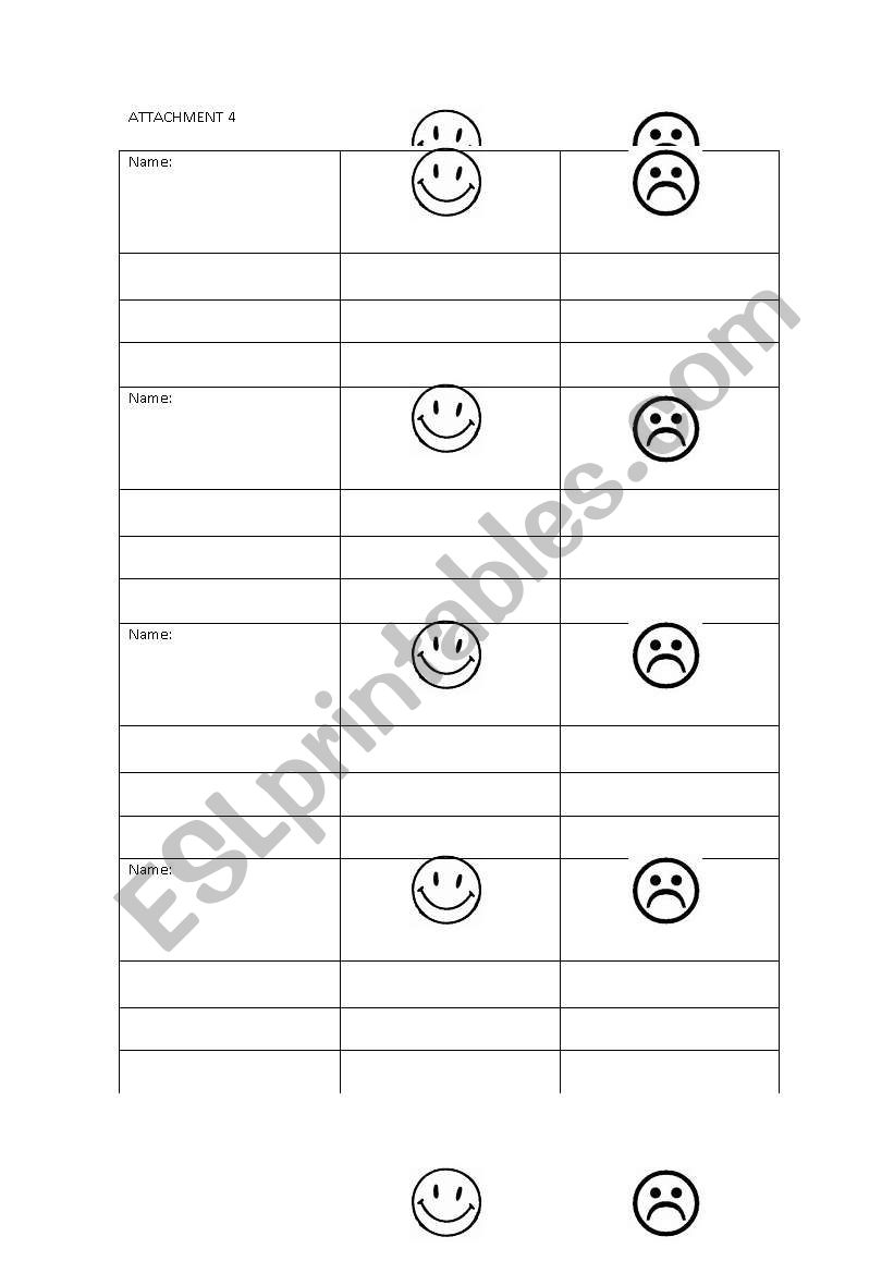 Likes and dislikes worksheet