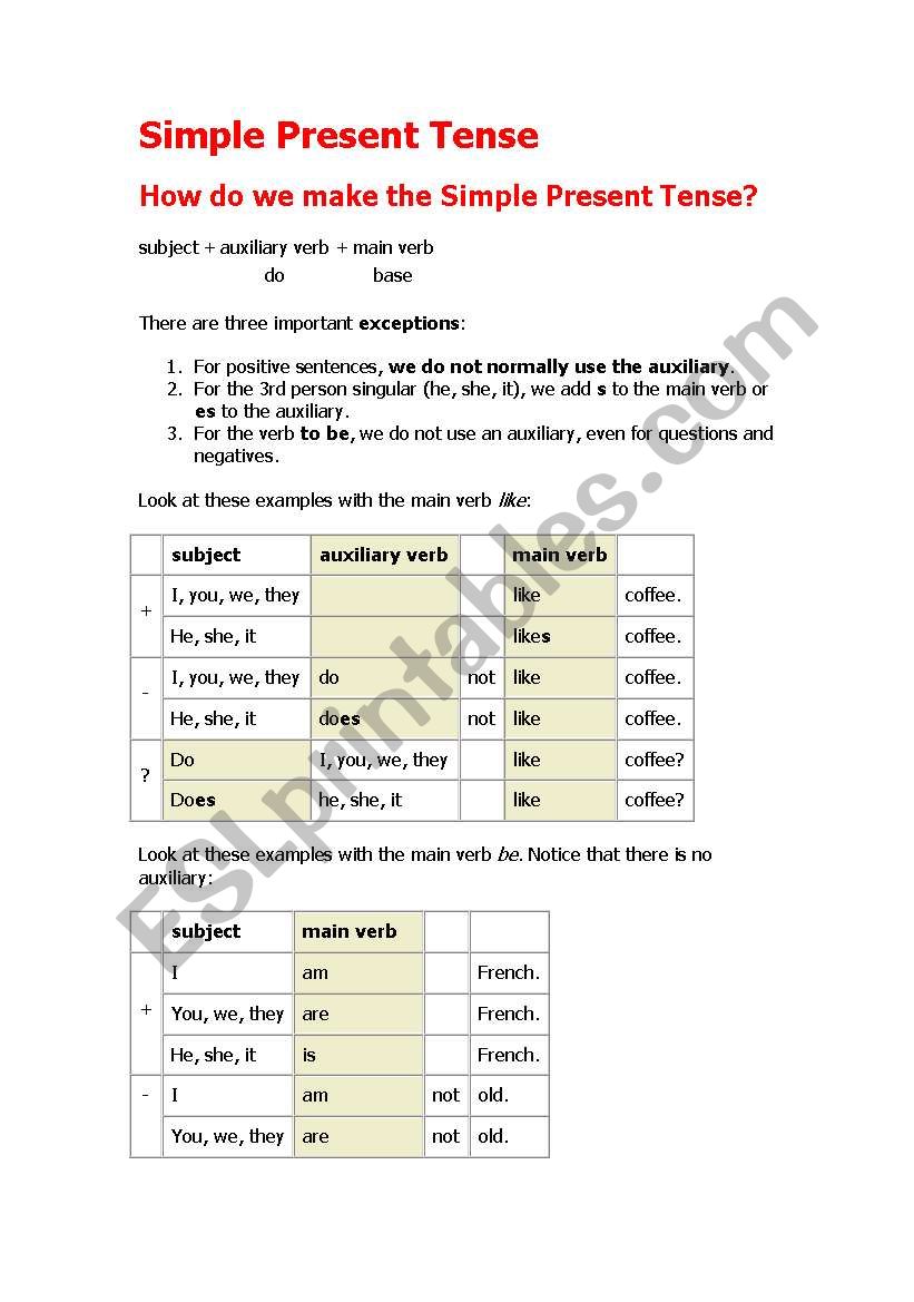 Simple Present Tense  worksheet