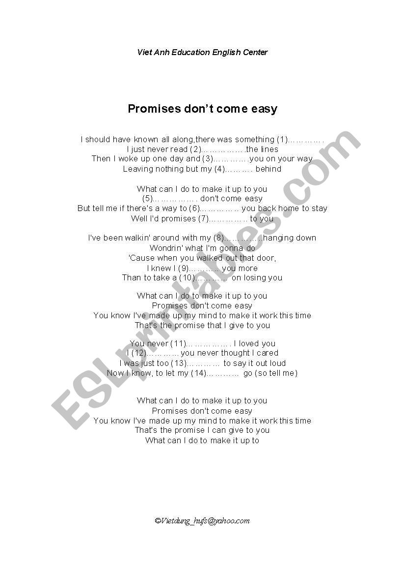 Sing to learn worksheet