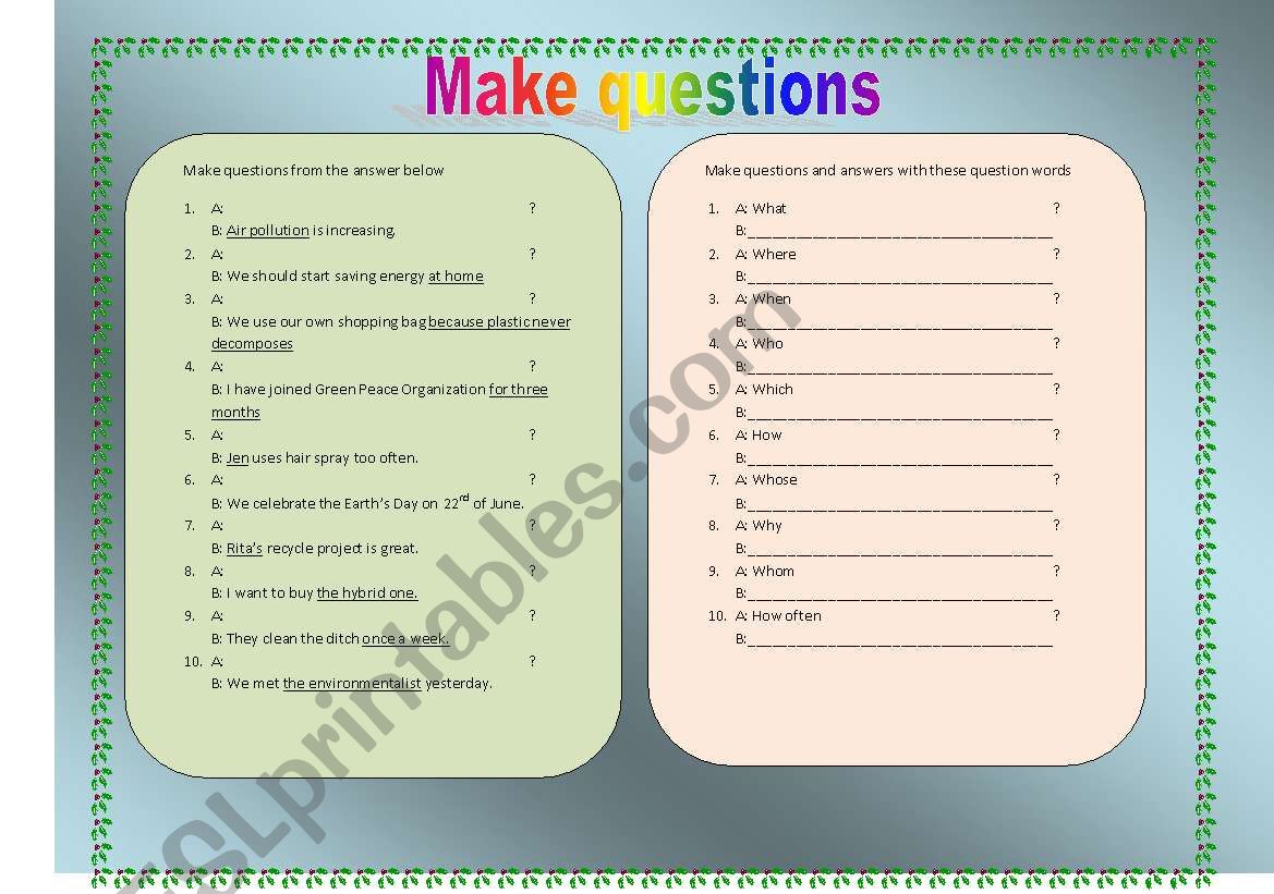 Make questions worksheet