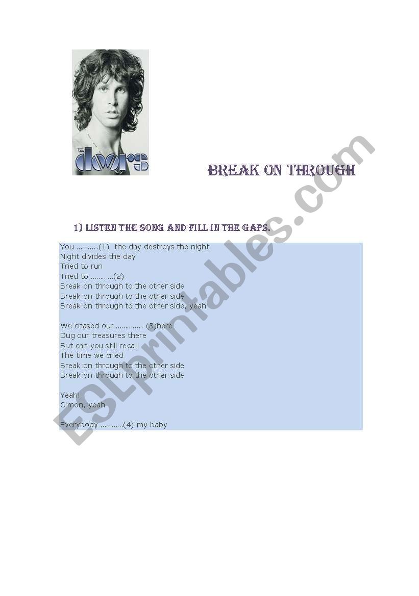 SONG BY THE DOORS worksheet