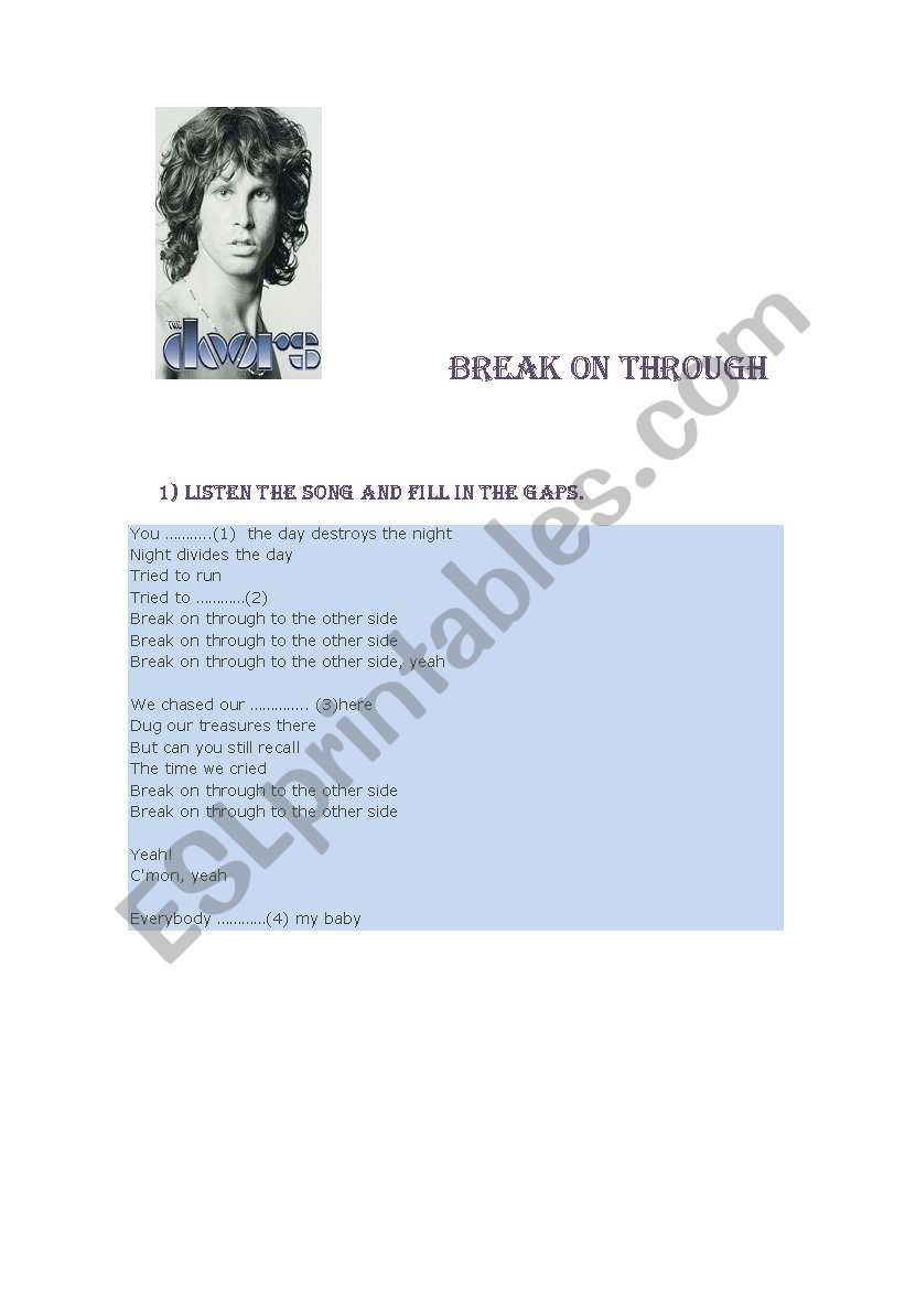 SONG BY THE DOORS worksheet