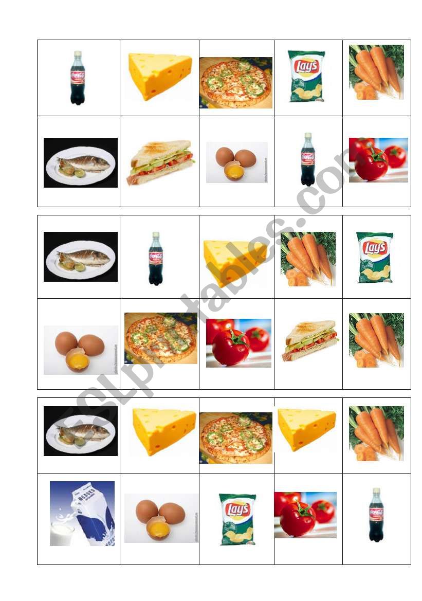 Bingo game worksheet