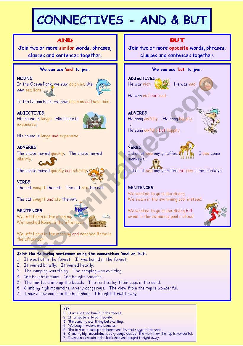 connectives_and+but worksheet